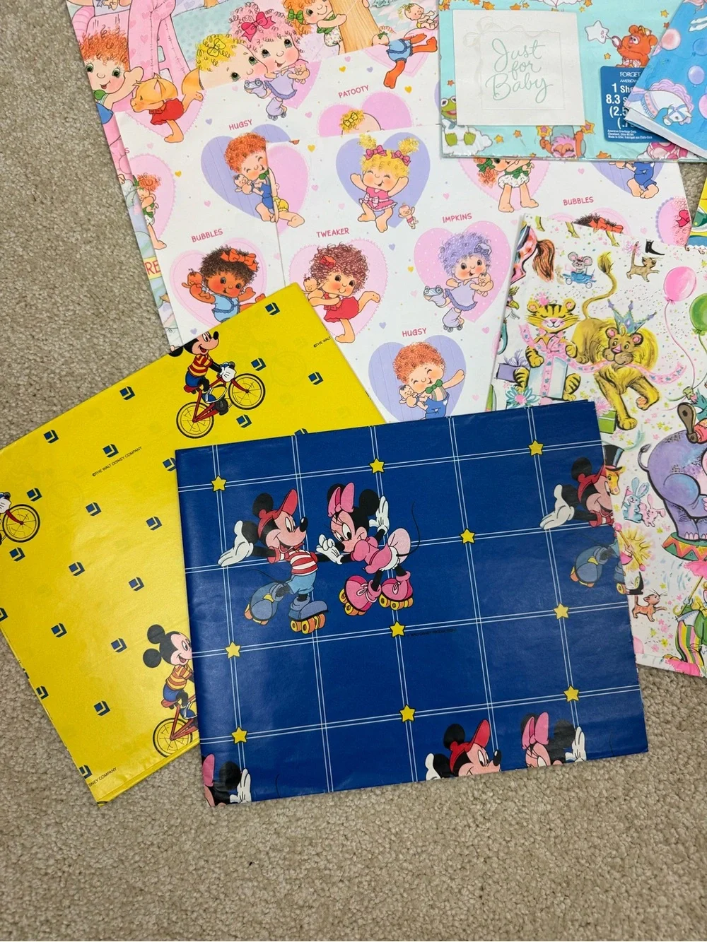 VINTAGE | baby & kids wrapping paper lot retro Mickey birthday